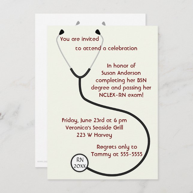 Medical or Nursing Degree Graduation Invitation (Front/Back)
