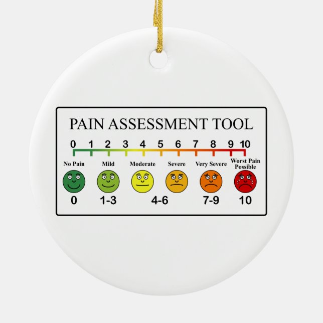Medical Pain Assessment Tool Chart Ceramic Tree Decoration (Back)