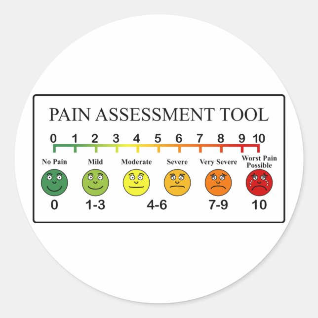 Medical Pain Assessment Tool Chart Classic Round Sticker (Front)