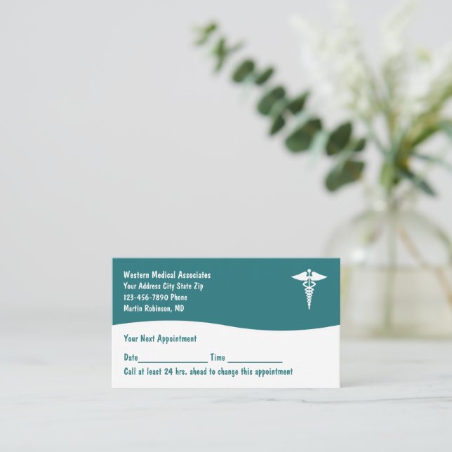 Medical Patient Appointment Business Cards (Standing Front)