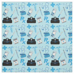 Medical Pattern Design - Baby Blue Fabric