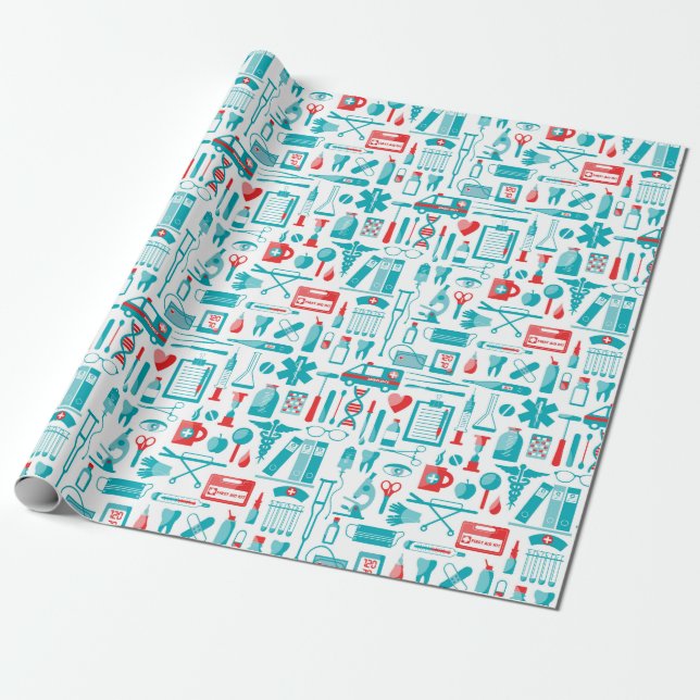 Medical Pattern Wrapping Paper (Unrolled)