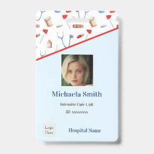 Medical Patterned Intensive Care Doctor ID Badge