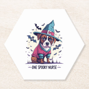 Medical Paws and Haunting Howls One Spooky Nurse D Paper Coaster