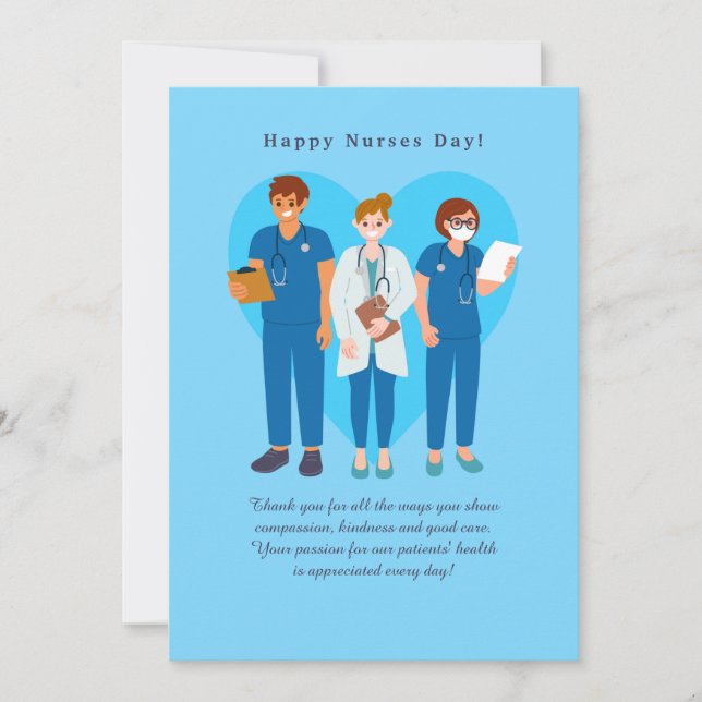 Medical Personnel Flat Thank You Card (Front)