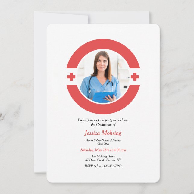 Medical Photo Frame Graduation Invitation (Front)