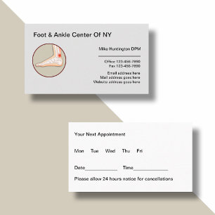  Medical Podiatrist Appointment Business Cards