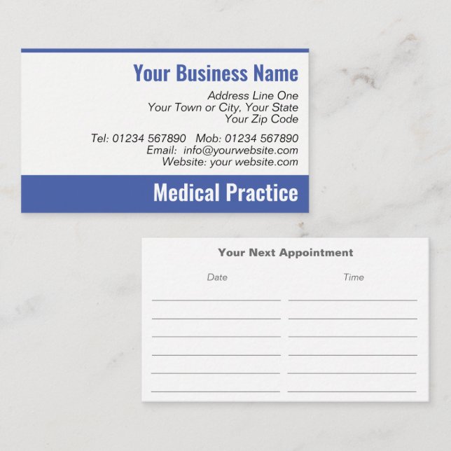 Medical Practice Next Appointment Card (Front/Back)