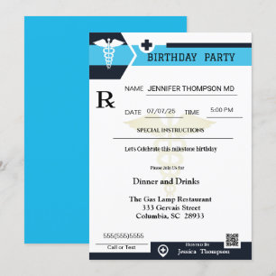 Medical Prescription Pad Birthday Invitation