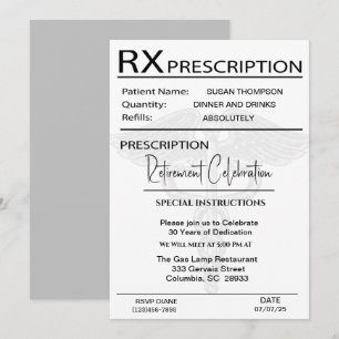 Medical Prescription Pad  Retirement Party  Invitation