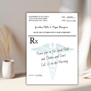Medical Prescription Pad Wedding Reception Party Invitation