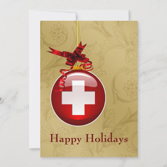 medical profession red cross sign Holiday Cards (Front)