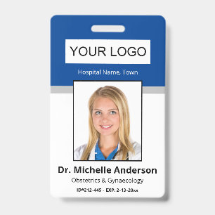Medical Professional Blue Custom Photo Identity ID Badge