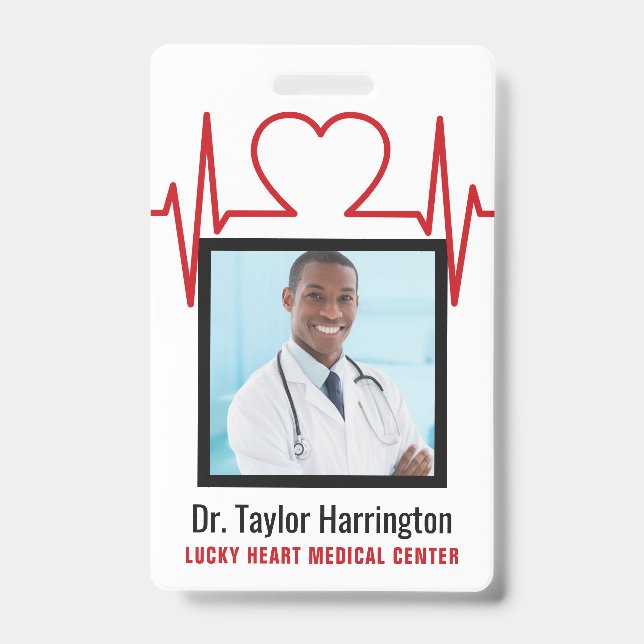 Medical Professional custom photo & text badges ID Badge (Front)