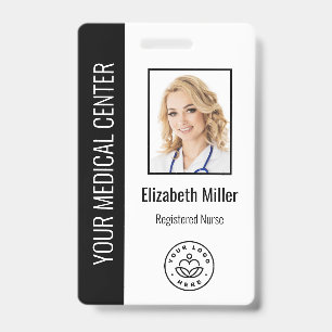 Medical Professional Custom Photo & Text Black ID Badge