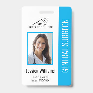 Medical Professional Custom Photo & Text Blue ID Badge