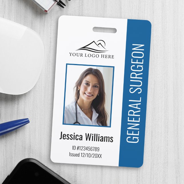Medical Professional Custom Photo & Text Blue ID Badge (Creator Uploaded)
