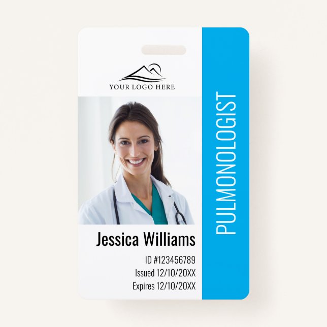 Medical Professional Custom Photo & Text ID ID Badge (Front)
