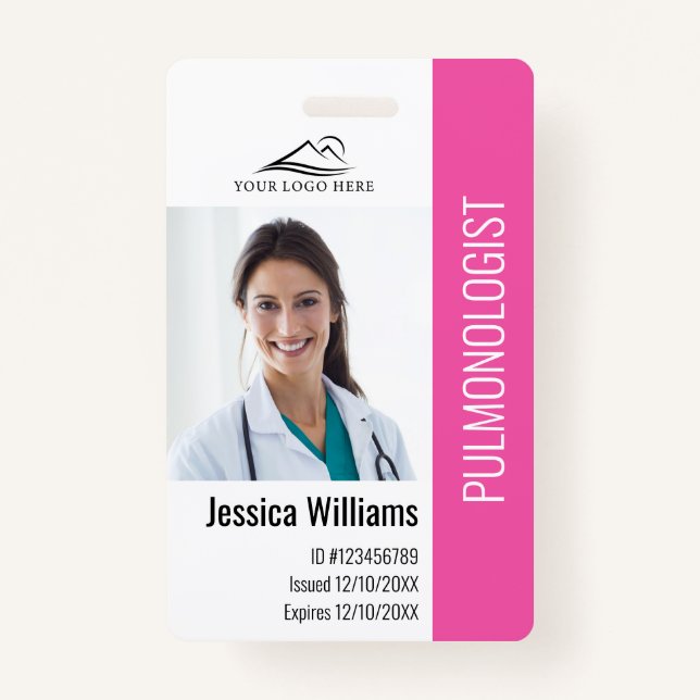 Medical Professional Custom Photo & Text ID ID Badge (Front)