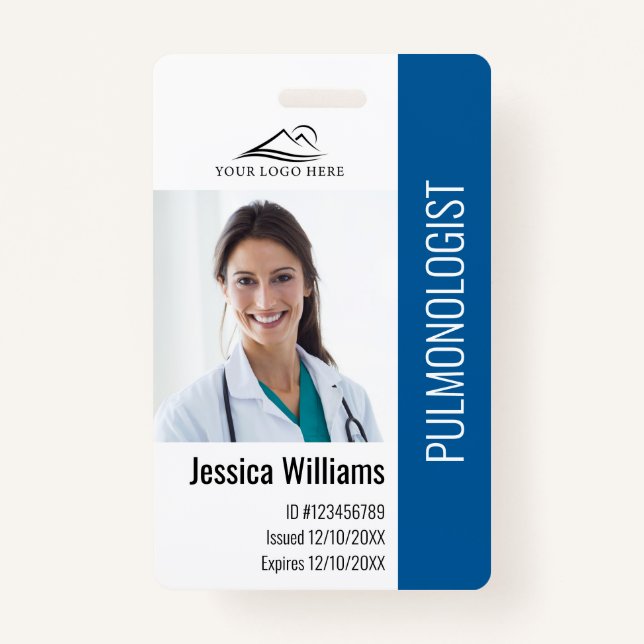 Medical Professional Custom Photo & Text ID ID Badge (Front)