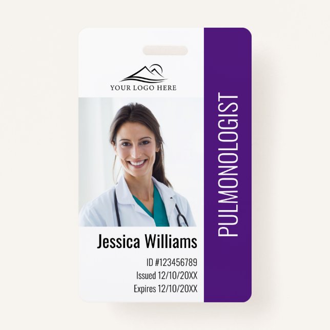 Medical Professional Custom Photo & Text ID ID Badge (Front)