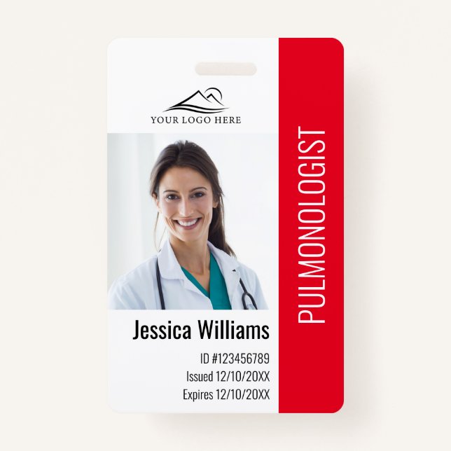Medical Professional Custom Photo & Text ID ID Badge (Front)