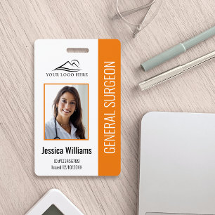 Medical Professional Custom Photo & Text Orange ID Badge