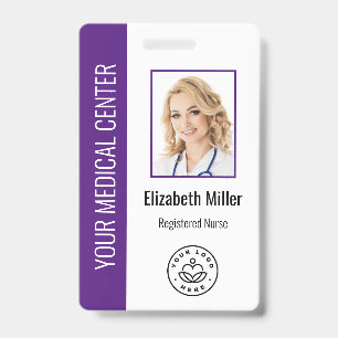 Medical Professional Custom Photo & Text Purple ID Badge