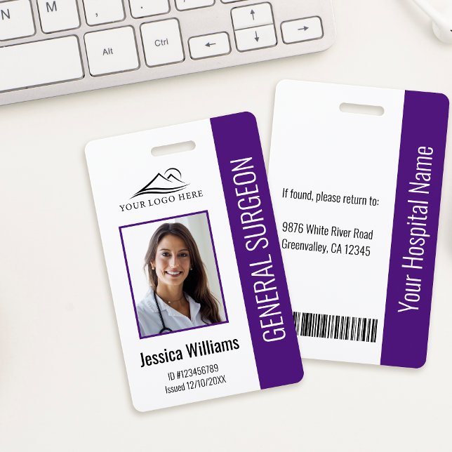 Medical Professional Custom Photo & Text Purple ID Badge (Creator Uploaded)