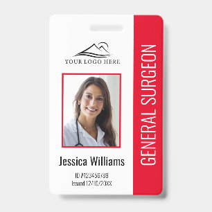 Medical Professional Custom Photo & Text Red ID Badge