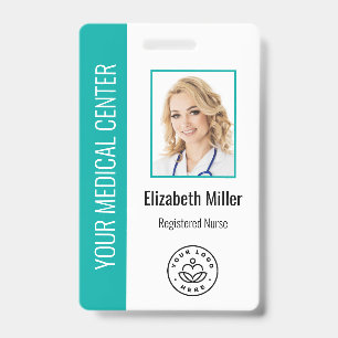 Medical Professional Custom Photo & Text Teal ID Badge