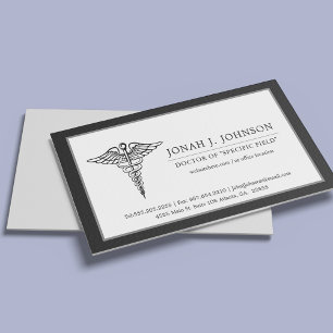 Medical Professional   Minimalist Black Border Business Card