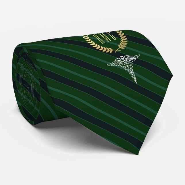 Medical Professional Monogrammed Green Tie (Rolled)