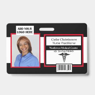 Medical Professional Name Photo Badge Scanner Code ID Badge
