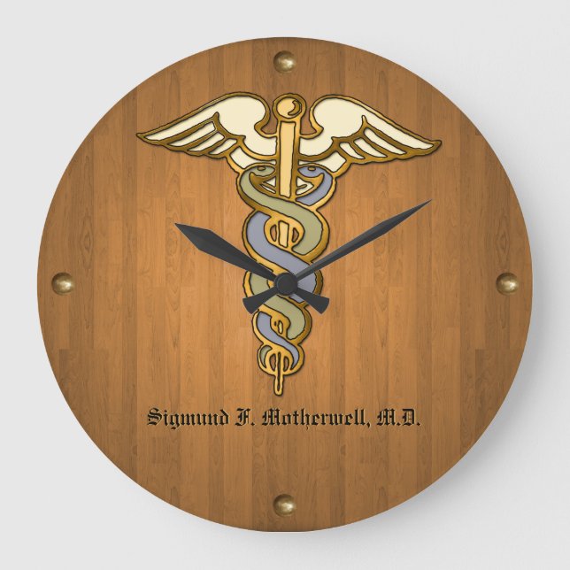Medical Pros - Teak (Personalised Wall Clock) Large Clock (Front)