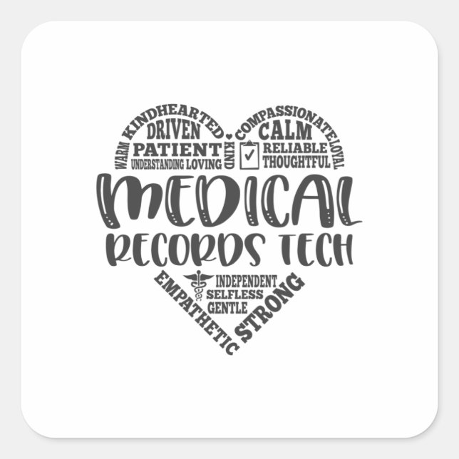 Medical Records Tech or Specialist EHR Square Sticker (Front)
