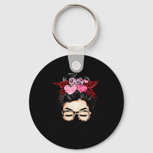 Medical Records Valentines Day Women Messy Bun App Key Ring