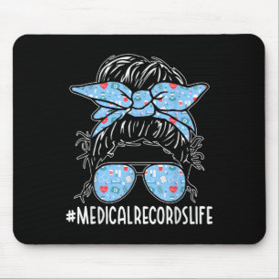 Medical Records Week Appreciation Women Messy Bun Mouse Pad
