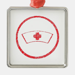 medical red  emt hospital ER nurse cross Metal Ornament