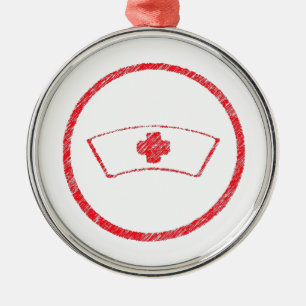 medical red  emt hospital ER nurse cross Metal Ornament