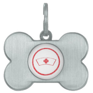 medical red emt hospital ER nurse cross Pet Tag
