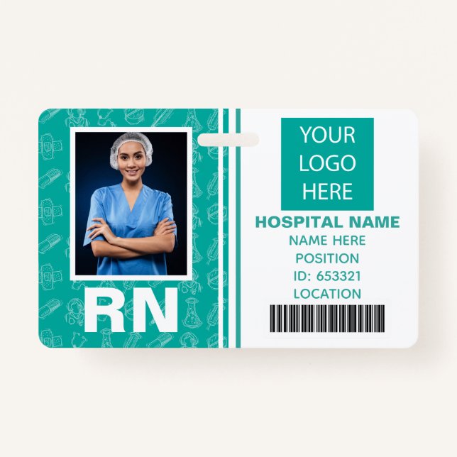 Medical Registered Nurse Photo ID ID Badge (Front)