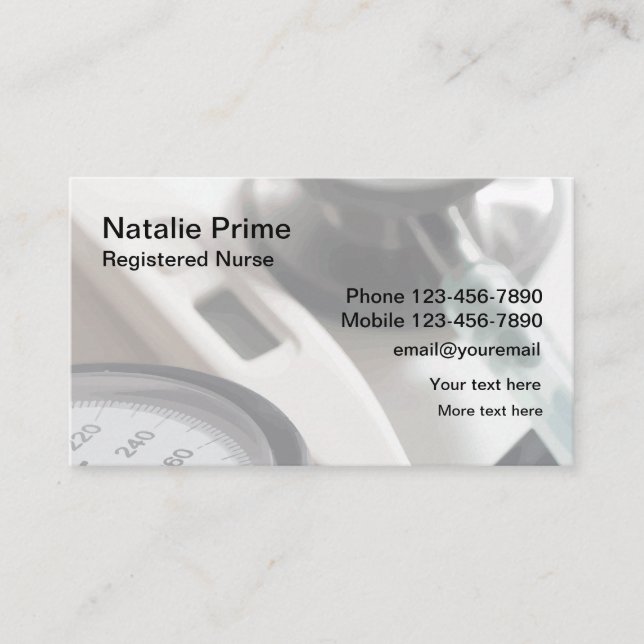 Medical Registered Nurse Professional Business Card (Front)