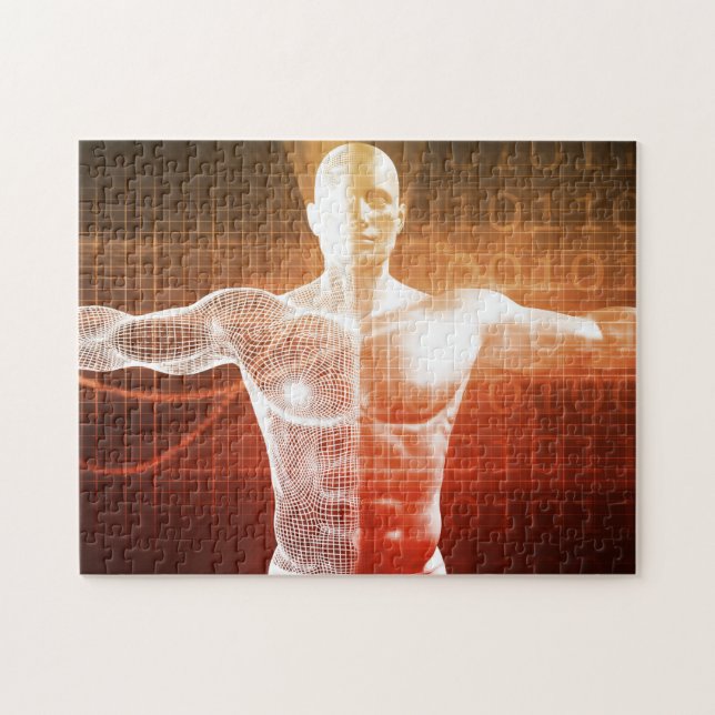 Medical Research on the Human Body as Concept Jigsaw Puzzle (Horizontal)
