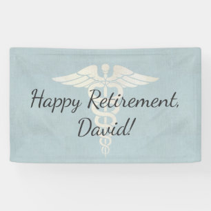 Medical Retirement Elegant Blue Linen Banner