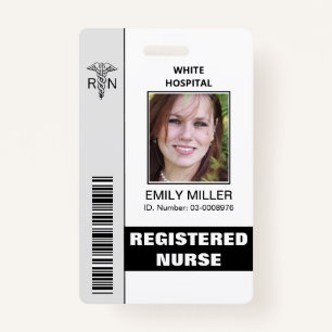 Medical RN employee caduceus photo template ID Badge