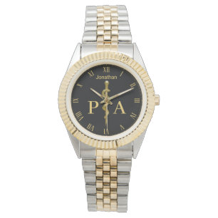 Medical Rod of Asclepius Gold Physician Assistant Watch