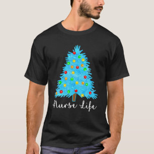 Medical Rubber Glove Christmas Tree Rn Nursing Nur T-Shirt
