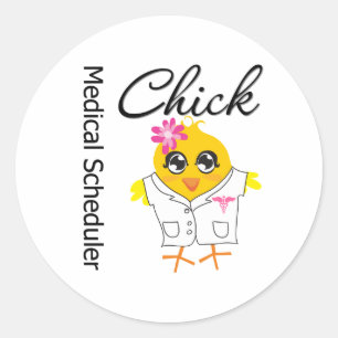 Medical Scheduler Chick Classic Round Sticker