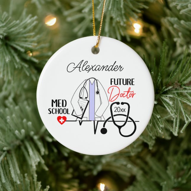 Medical School Future Doctor Christmas Tree Ceramic Ornament (Tree)